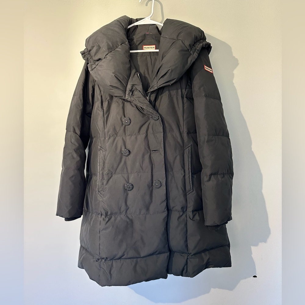 Hunter Black Oversized Quilted Puffer Coat with Giant Hood, Large!